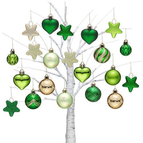 Valery Madelyn 28ct St. Patrick's Tree Decorations Ornaments Set, Green and Gold Shatterproof St. Patrick's Ball Ornaments Hanging Decor for Valentines Day, Mardi Gras, St Patricks Day