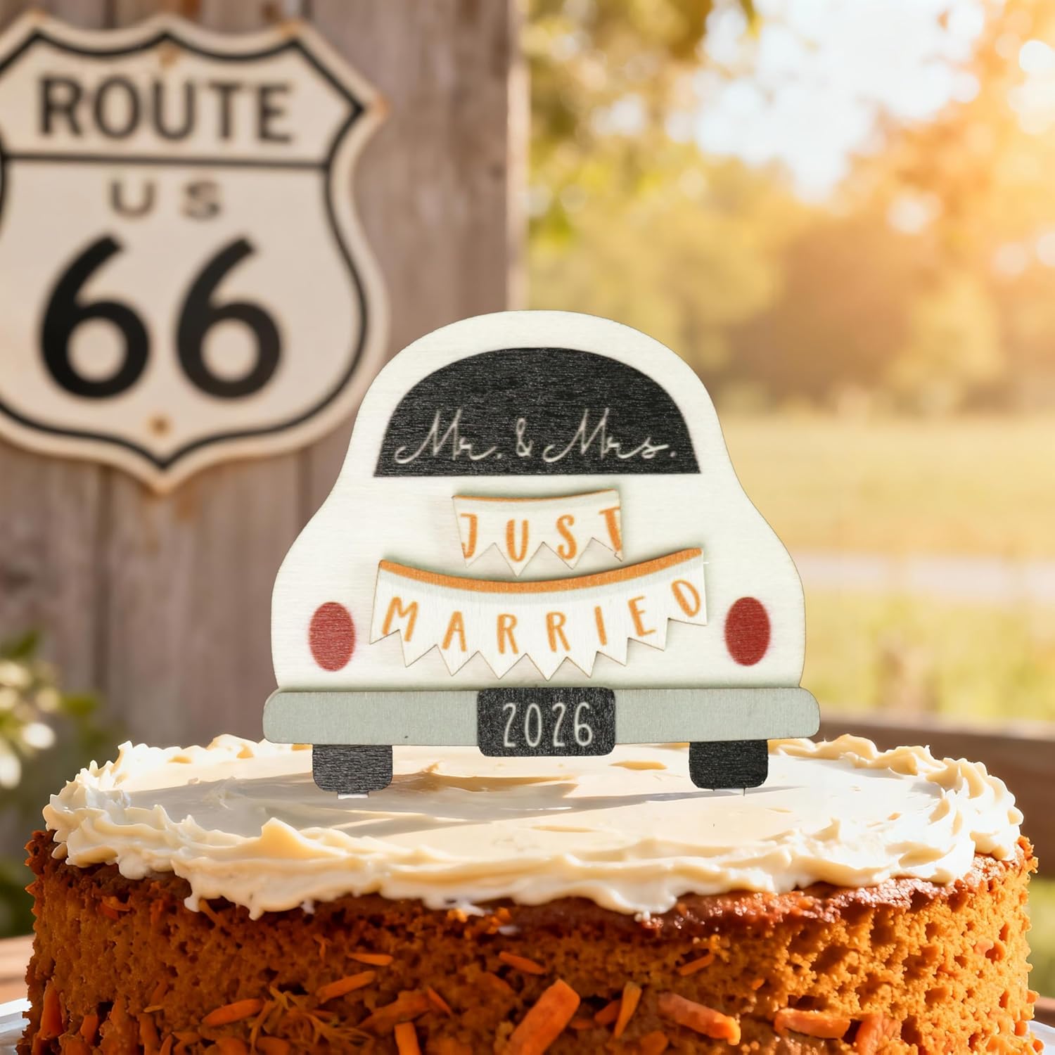 Wooden Wedding Cake Topper - Rustic Mr & Mrs 2026 Just Married Sign | Perfect Bridal Shower Decoration