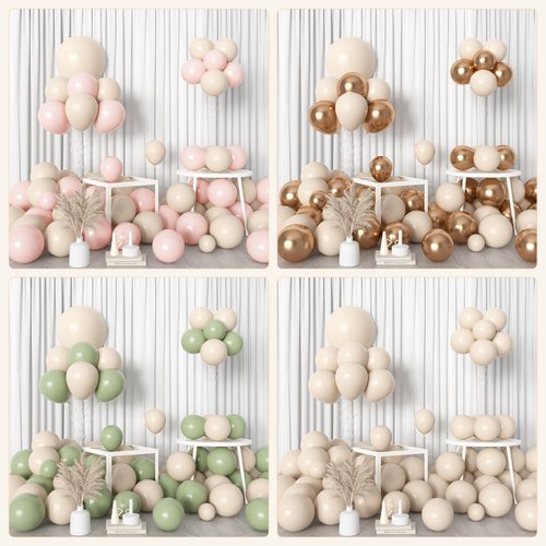 Amandir 153pcs White Sand Balloons Arch Garland Kit Different Sizes 18 12 10 5 Inch Cream Beige Sand White Latex Balloon for Birthday Boho Neutral Baby Shower Wedding Anniversary Party Decorations
