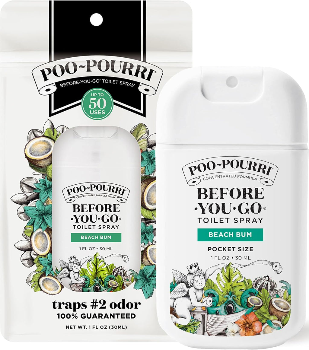 Poo-Pourri Pocket Toilet Spray - Travel Essential for On-The-Go Odor Control | Beach Bum, 1 Fl Oz