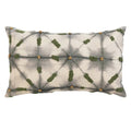 Creative Co-Op Linen Printed Lumbar Pillow with Hand-Embroidery and Chambray Back, Multicolor