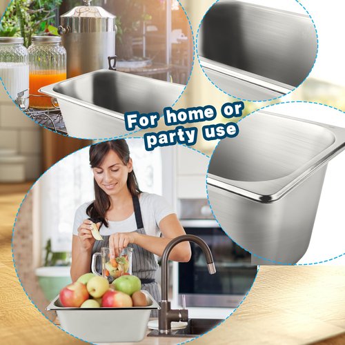 Norcoin 12 Pcs 1/3 Size 6 Inch Deep Restaurant Hotel Pan 201 Gauge Stainless Steel Steam Table Pan Commercial Catering Food Trays Warming Pans for Food Hotel Buffet