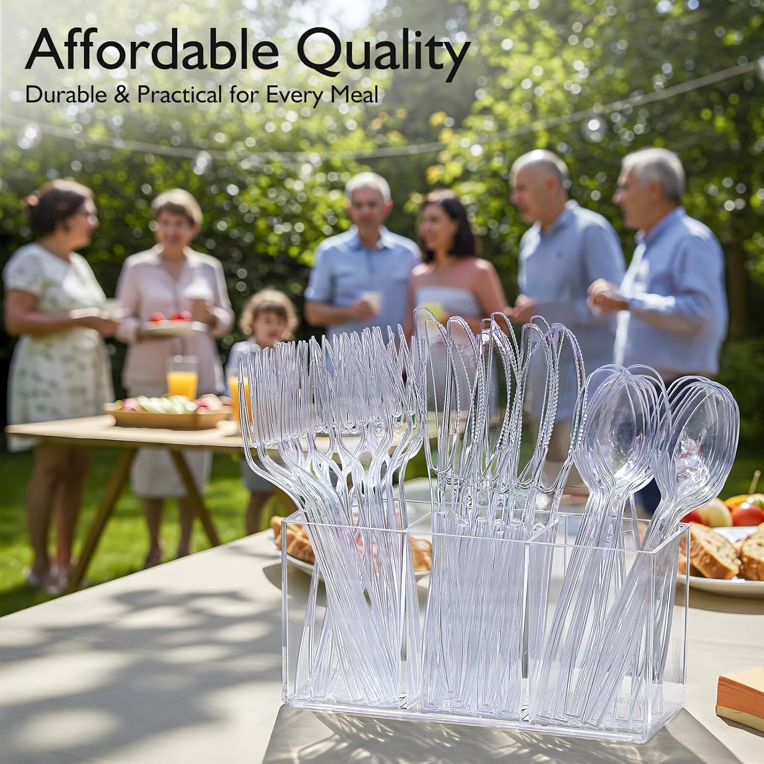 Regine Switzerland Clear Heavy Duty Plastic Forks - 300 Count Elegant Disposable Cutlery Set