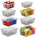 8 Set, Extra Large Wire Baskets for Organizing with Lables, Cabinet Pantry Organization and Storage Bins - Metal Basket for Kitchen, Laundry, Garage, Fridge, Bathroom Countertop Organizer, Black