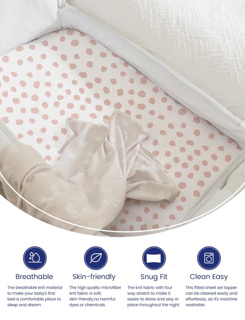 TotAha Premium Soft Bassinet Sheet for Boy Girl, Super Stretchy Jersey Knit Bassinet Fitted Sheet, Compatible with Halo, Maxi COSI, Mika Micky, SNOO, Baby Delight Mattress, 2 Pack