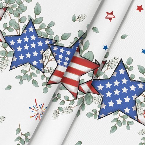 Horaldaily Tablecloth - 60x84 Inch Patriotic Eucalyptus Star Design for 4th of July Celebrations