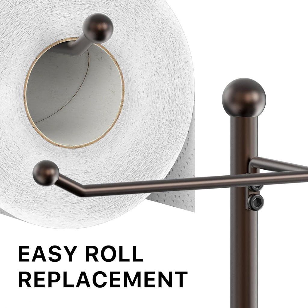Simple Houseware Toilet Tissue Roll Holder - Stylish Bathroom Stand with Shelf in Bronze Finish