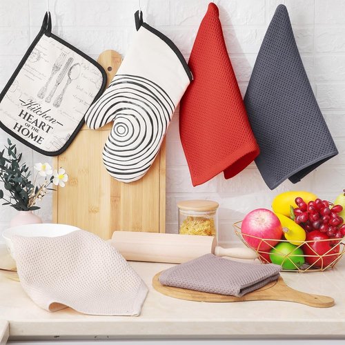 Homaxy 100% Cotton Waffle Weave Dish Cloths - Ultra Soft & Absorbent Kitchen Towels | 12 x 12 Inches, 18-Pack, Mixed Colors