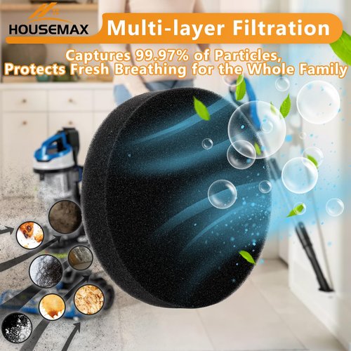 4 Pack Premotor Foam Filter Replacement for Bissell Powerforce Helix Vacuum 2191, 2190, 1700, 1797, Cleanview Swivel Rewind 3197A, 2252, 3837 Upright Vacuum, Part #1608225