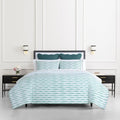 Kate Spade New York Rhythmic Geo Twin Comforter Set, 300 Thread Count Cotton Sateen Reversible Cover, All Season 2 Piece Bedding, Machine Washable, Blue Aqua Tourmaline