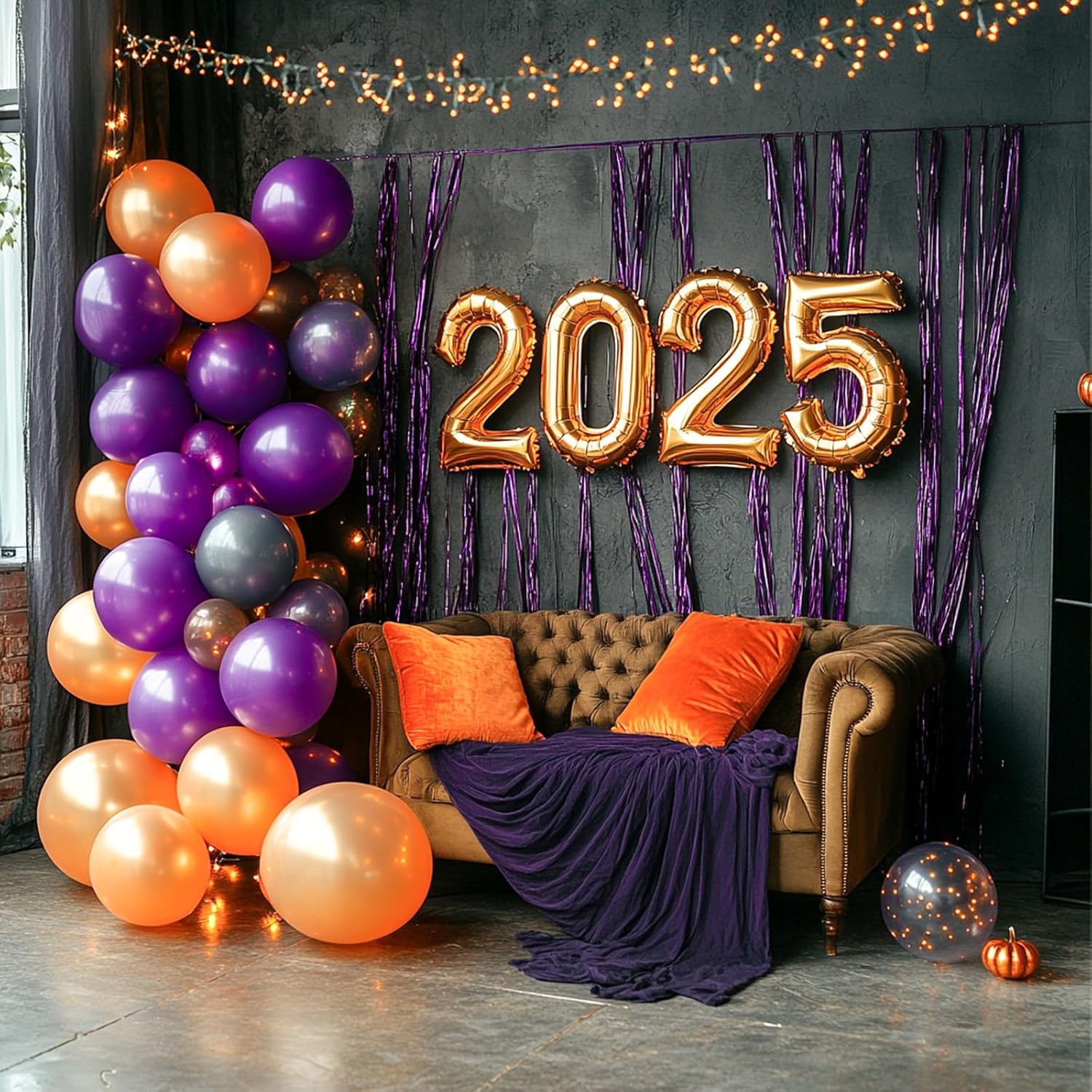 PartyWoo Purple Foil Fringe Curtain Backdrop - 2 Pack 3.3x6.6 ft Metallic Tinsel for Events