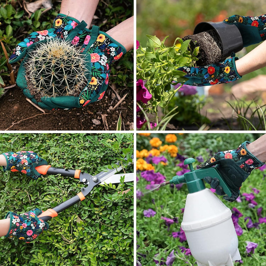 Trifabricy Gardening Gloves - Breathable Leather, Thorn-Proof & Puncture-Resistant | Women's Size