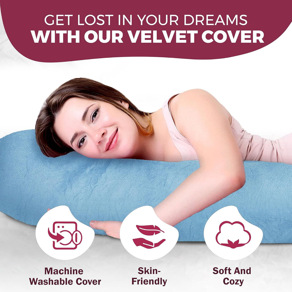 PILLANI Pregnancy Pillow - VCU Shaped 57-Inch Full Body Support with Removable Washable Cover | Cooling Maternity Comfort
