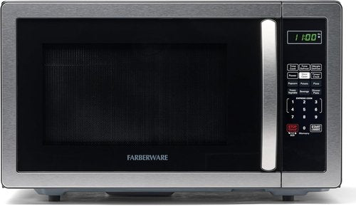 Farberware 1.1 Cu. Ft. Countertop Microwave Oven - 1000 Watts, Auto Cook, Easy Clean, Stainless Steel
