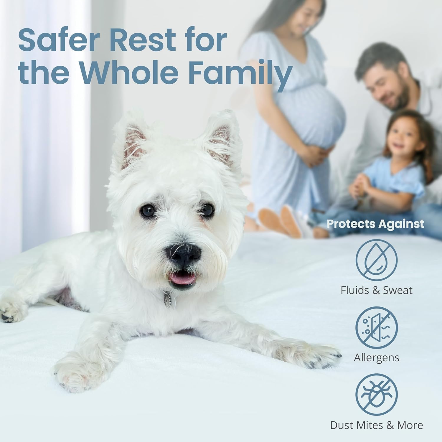 SafeRest Waterproof King Size Mattress Protector - Fitted Design with Stretchable Pockets | Machine Washable Cotton Blend Cover