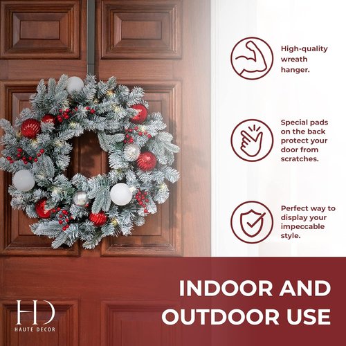 Haute Decor Wreath Hanger - Adjustable Length with 20 Lb. Capacity for Versatile Display