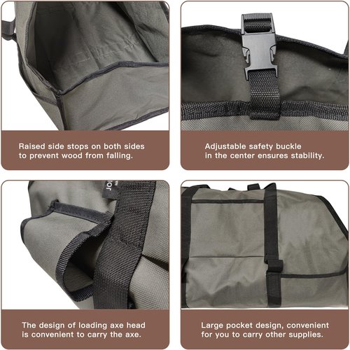 Joroamp Firewood Carrier with Handles, Large Canvas Wood Carrier for Firewood Tote, Sturdy Fireplace Wood Stove Accessories, for Carrying Log at Indoor or Outdoor, Camping Storage Holder Bag