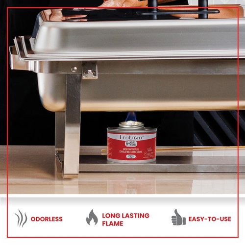 12 Pack Chafing Fuel 6 Hour Burn – Odorless, Smokeless & Spill-Proof Wick, 7.8oz Food Warmer Fuel for Chafing Dish Sets, Catering Events, Buffets, Parties & Weddings, LeoLight Cans