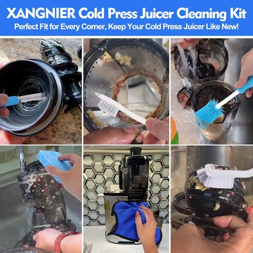XANGNIER 6PCS Cold Press Juicer Cleaning Brush Kit – Complete Cleaning Set for Slow Juicers, Masticating Juicer Accessories & Juice Extractor Parts – Essential Kitchen Cleaning Tool