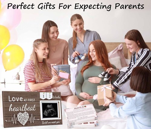 Garybank Ultrasound Picture Frame - Love at First Sight with Weekly Milestone Cards | Perfect Pregnancy Gift for New Moms