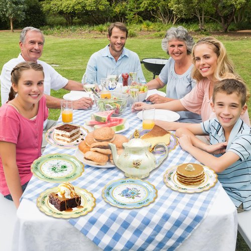 Plceucsrs 48Pcs Floral Paper Plates, 7 Inch Flower Party Plates Floral Disposable Plates for Tea Party, Birthday Baby Shower Garden Wedding Afternoon Decorations, 6 Styles (48, 7 inch)
