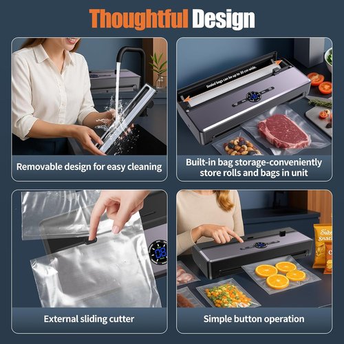 **Sealer Machine - 85KPA Strong Suction for Food Storage | Automatic Dry/Moist Mode with 10 Bags & Roll**