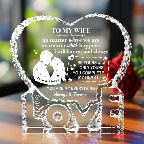 ZHSHWAT Gifts for Wife, I Love You Gifts for Her, to My Wife Crystal Keepsake Gift from Husband,Christmas Wedding Anniversary Birthday Gift for Wife