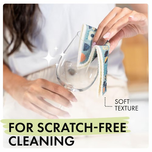 SUPERSCANDI 5 Pack Swedish Dishcloths for Kitchen - 100% Biodegradable & Compostable | Reusable Paper Towels Washable, Food-Safe & Without Plastic - Dish Rags Suitable for Any Surface | Scandi Design