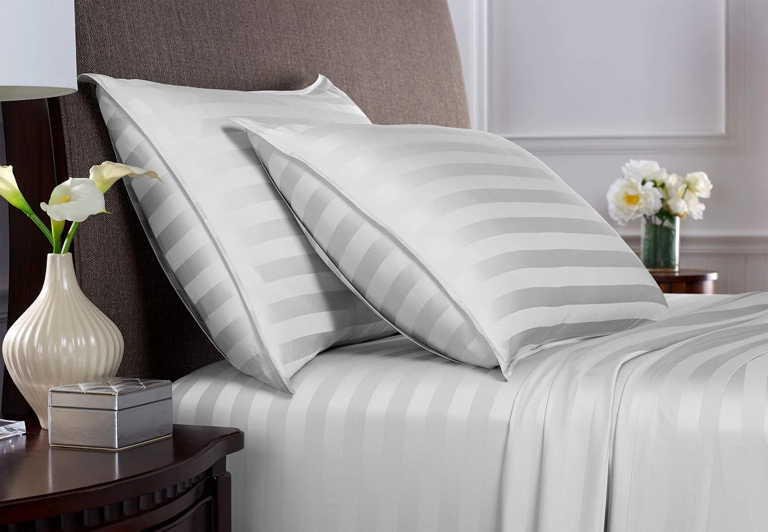 Pure Bamboo California King Sheets - 100% Organic Viscose Bed Sheet Set, Soft & Cooling, Jacquard White
