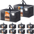 HomeHacks 10 Pack Extra Large Moving Bags with Visual PVC Window & Zippers, Storage Totes with Reinforced Handles, Heavy Duty Storage Bags for Packing, Moving, Storage (125L,Grey)