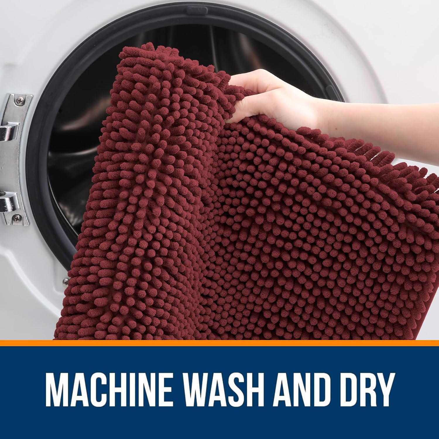 OLANLY Bath Rugs - Extra Soft Absorbent Chenille Mats | Quick Dry, Machine Washable, 30x20, Andorra Red-Brown