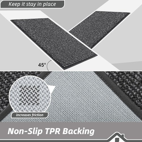 BEQHAUSE Dirt Trapper Door Mat - Non-Slip, Washable, Absorbent Entrance Mat | 20" x 48", Charcoal