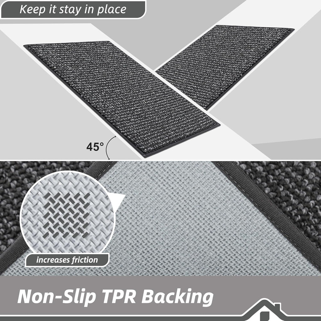 BEQHAUSE Dirt Trapper Door Mat - Non-Slip, Washable Entryway Rug | 17" x 30", Charcoal, Low Profile