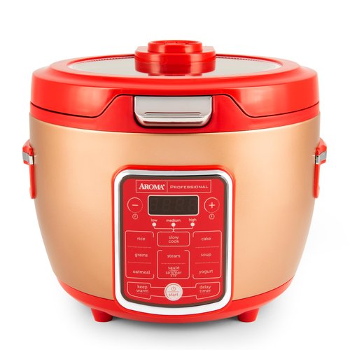Cool Touch Rice Cooker with Glass Lid, Food Steamer, Slow Cooker, Multicooker with 11 Preset Functions, Steam Tray, Measuring Cup, Rice Spatula, 20 Cups (Cooked)