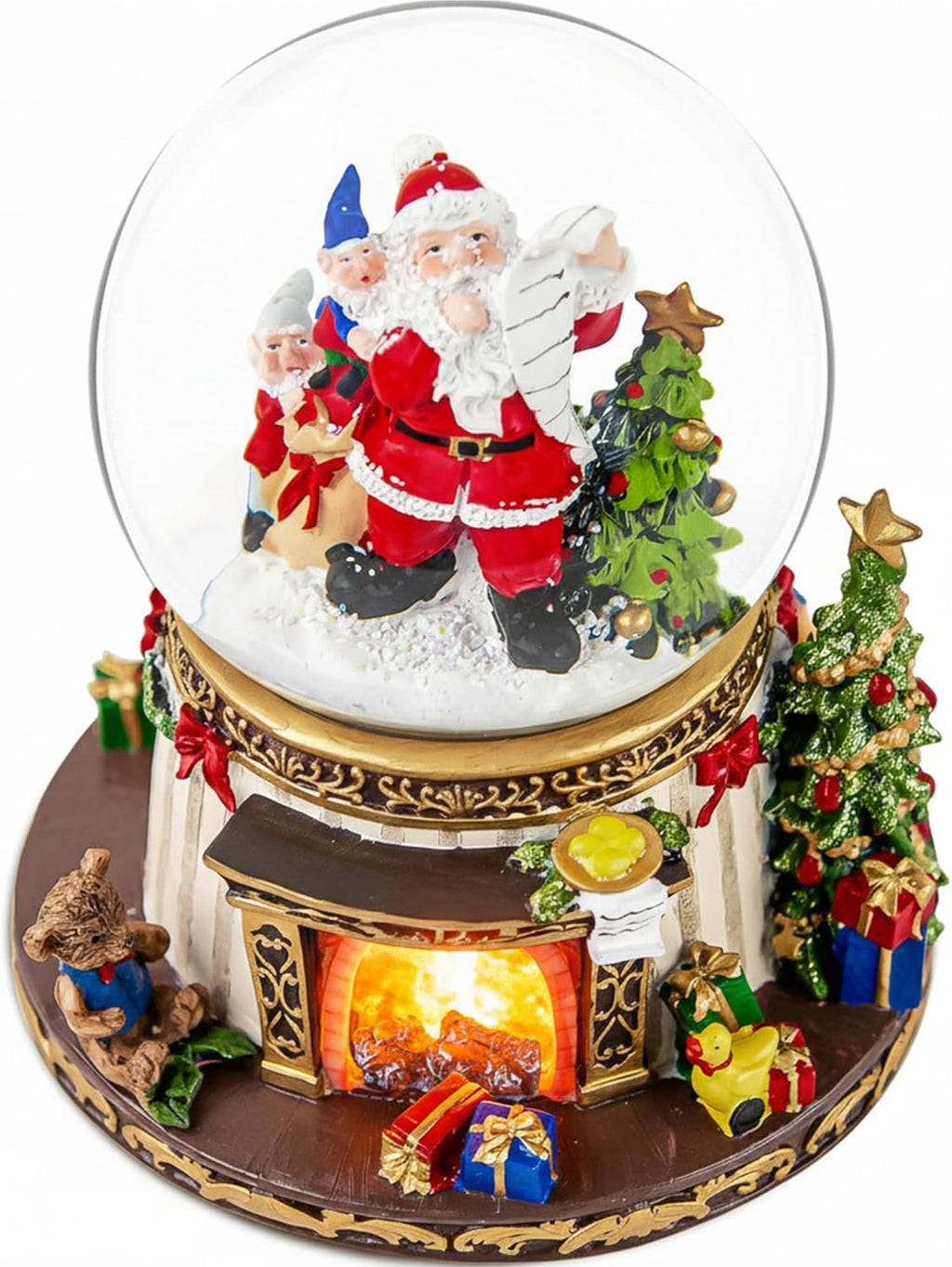 **Regine Switzerland Musical Snow Globe - Santa Claus Fireplace with Automatic Snowfall & Music | 8 Classic Christmas Tunes**
