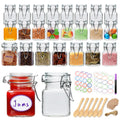 Brajttt 4 oz Spice Jars with Labels,25 Pack Small Glass Jars with Lids,Small Glass Containers with Airtight Hinged Lid for Home Kitchen, Arts & Crafts Projects, Spices, Decoration, Snack Foods