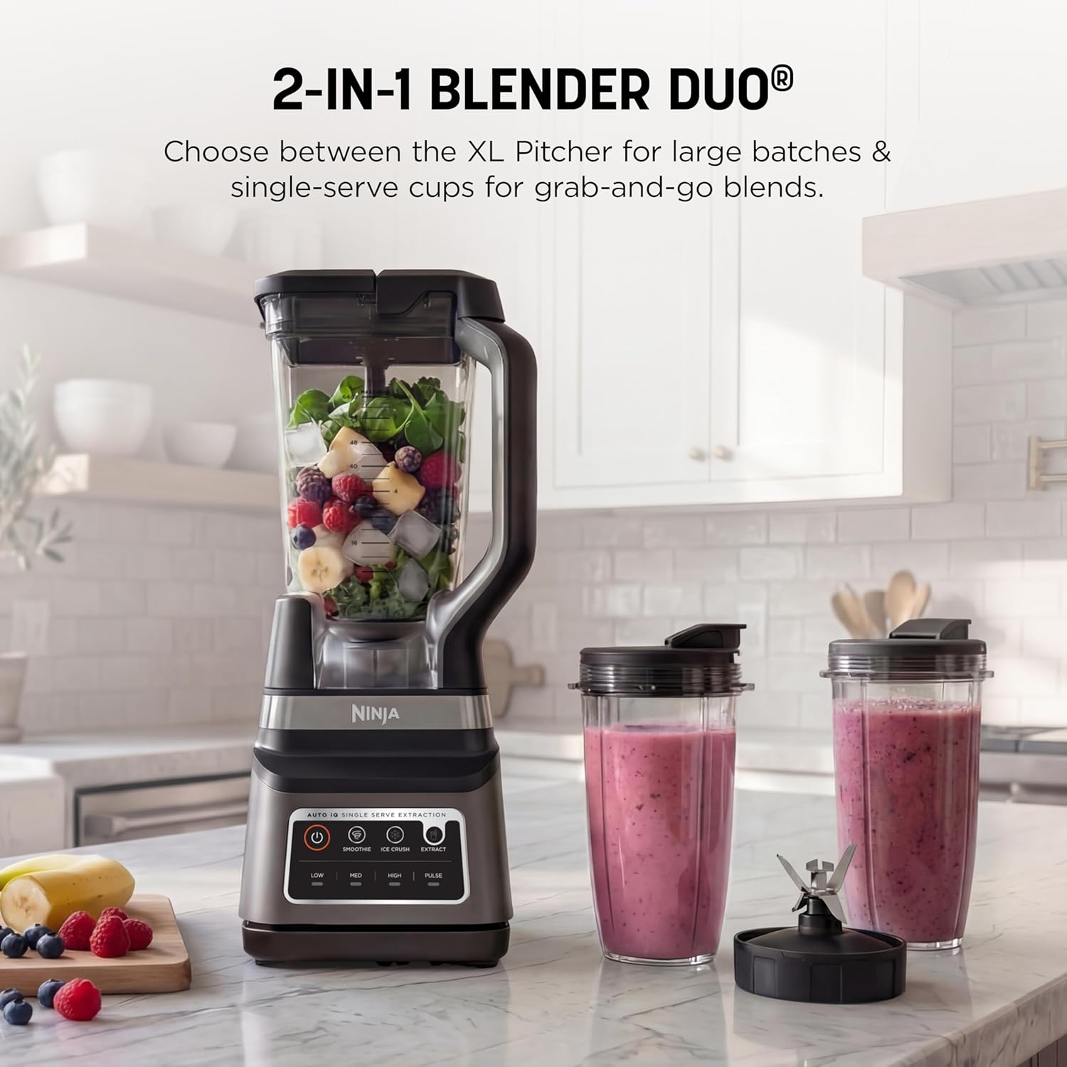 Ninja BN751 Professional Plus DUO Blender - 1400 Watts, 3 Auto-IQ Programs, 72 oz Pitcher & 2 To-Go Cups, Black