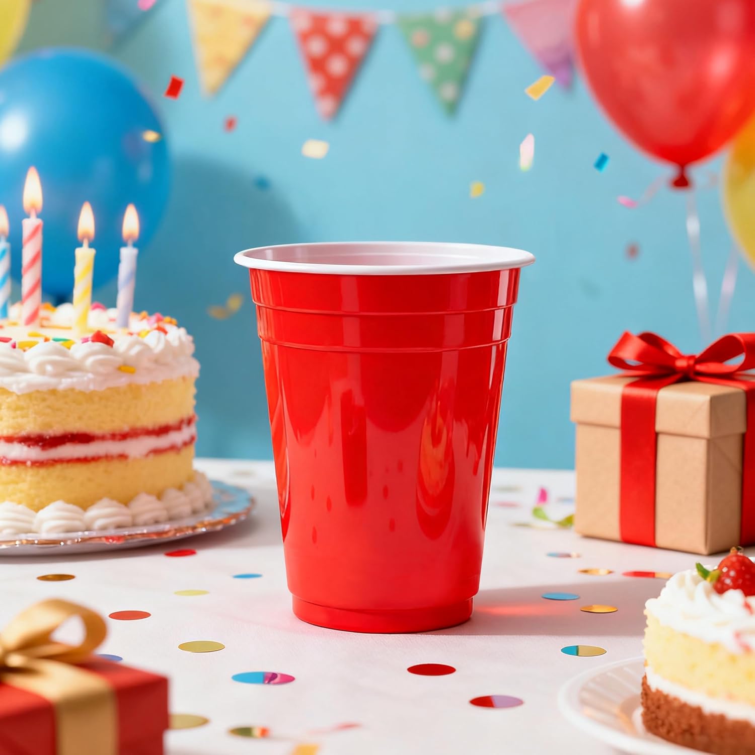 Red Disposable Plastic Party Cups - 12oz, 100 Count | Perfect for Gatherings, BBQs & Birthdays