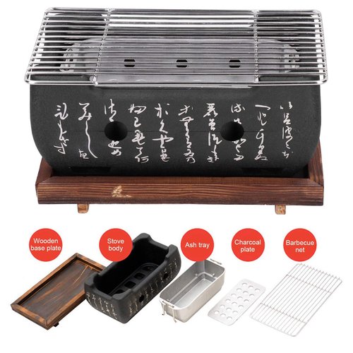Japanese BBQ Grill, Portable Barbecue Stove with Wire Mesh Grill and Base BBQ Tools Accessories for , Yakitori, Takoyaki