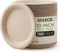 SOLECO Compostable Paper Plates - 10 Inch, 150 Pack | Heavy-Duty, Biodegradable & Heat Resistant Alternative to Plastic