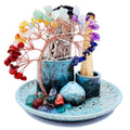 5 in 1 Incense Burner Holder with Crystal Healing Tree, Palo Santo Holder, Sage Holder, Incense Holder for Sticks/Cones/Candles, Ceramic Tray Ash Catcher for Burning Incense, Meditation Gift