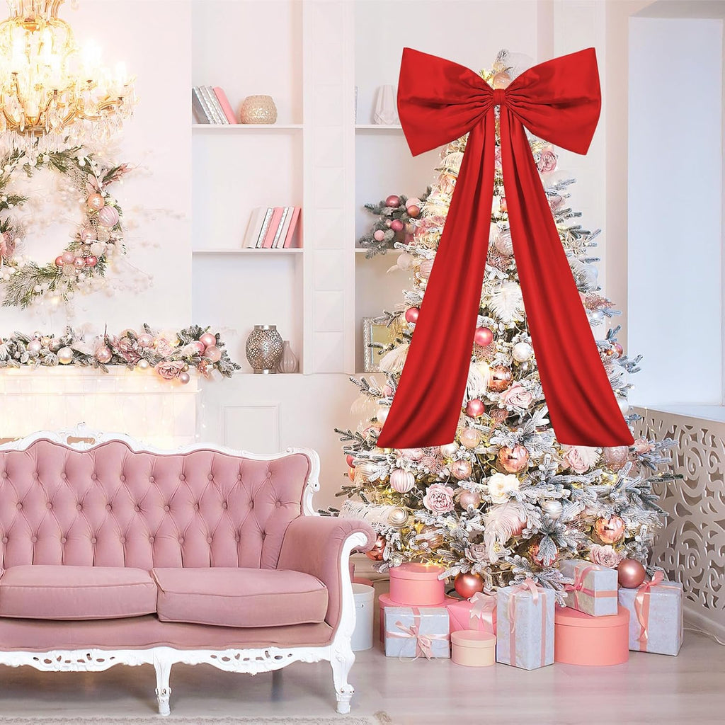 Wavwavw Large Red Bow Decor - Giant Satin Ribbon Tie for Birthday & Wedding | 24 x 36 Inches