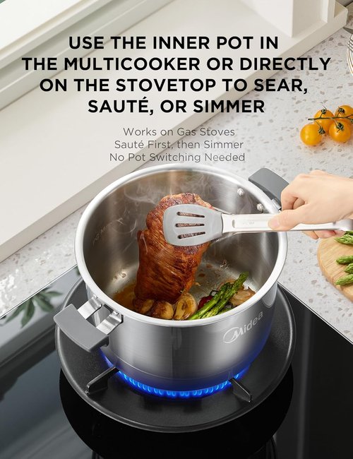 Midea 10-in-1 Electric Pressure Cooker - Versatile Slow Cooker, Steamer & Sous Vide | 6 Quart Stainless Steel Pot