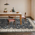 Hazo Haus Boho Area Rug - Washable 7x9 Black Dining Room Rug | Low Pile Non-Slip Design for Farmhouse Decor