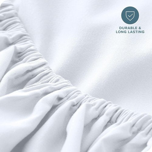 Bare Home Fitted Bottom Sheet - Ultra-Soft 1800 Microfiber Queen Size - Deep Pocket Luxury White