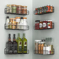 Moforoco Spice Rack Organizer - Wall-Mounted 6-Pack Black Shelves for Kitchen & Pantry Storage