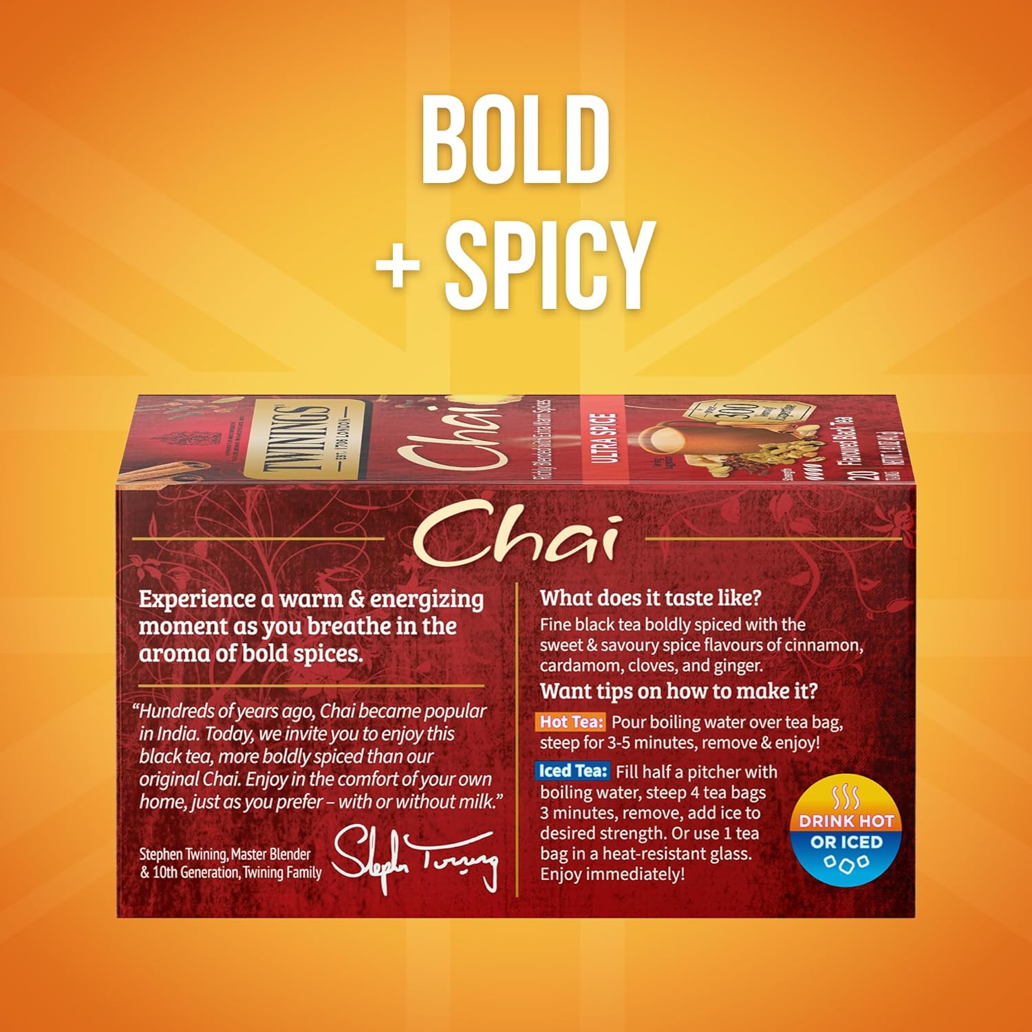 Twinings Ultra Spice Chai Tea - Rich Flavor Blend | 1.41 oz, 20 Tea Bags