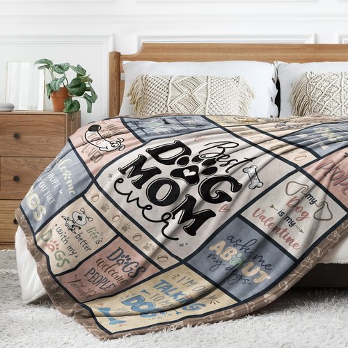 SteadStyle Mothers Day Dog Mom Gifts for Women – Best Ever Blanket for Pet Lovers, Funny Canine-Inspired Throw for Women, Cozy Present for Dog Owners on Birthday, Christmas, or Mother’s Day 60" x 50"
