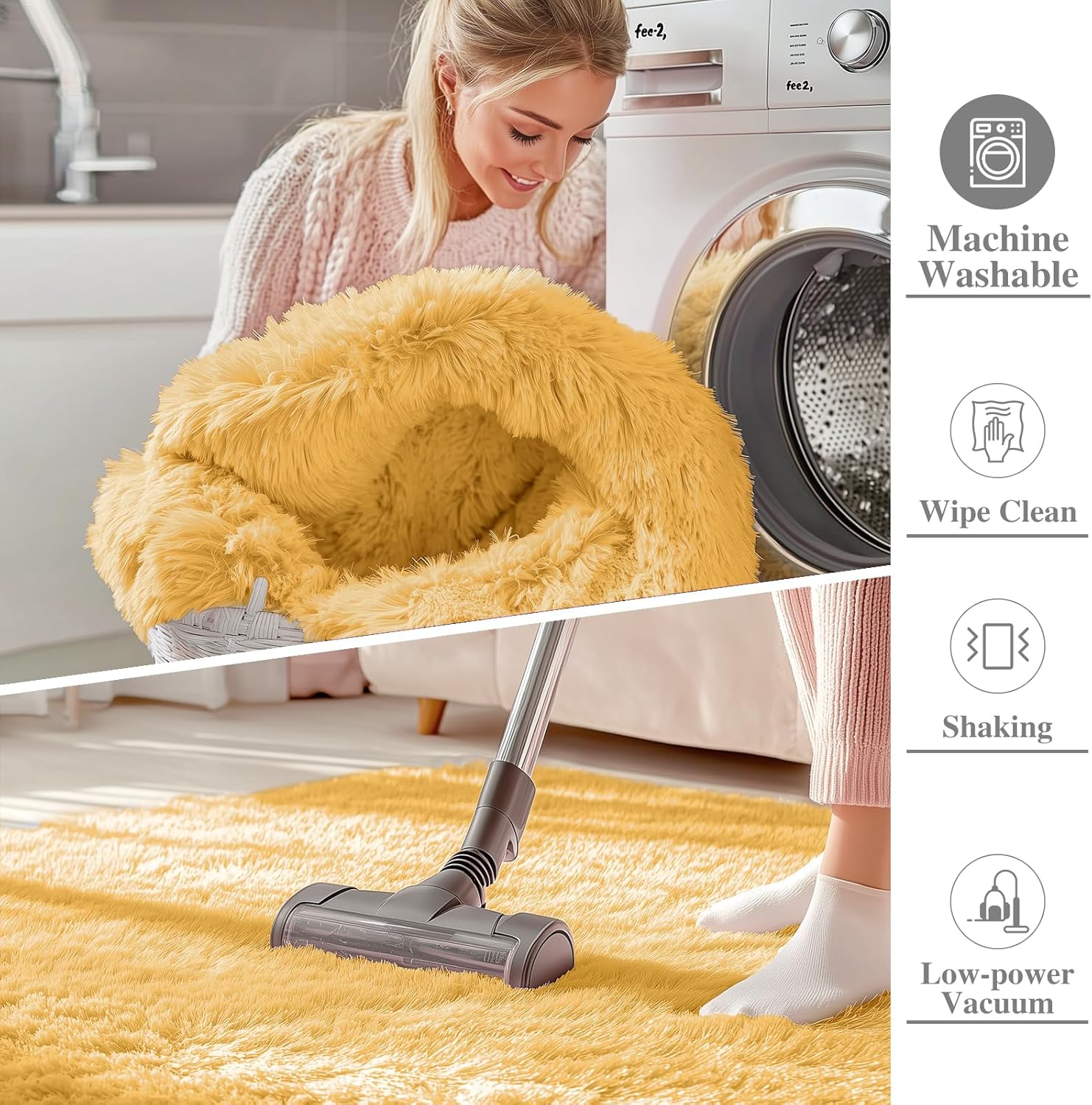OLANLY Machine Washable 2x5 Runner Rug - Soft Fluffy Shaggy Indoor Carpet for Bedroom & Hallway | Mustard Yellow