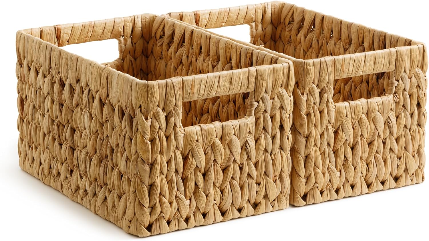 StorageWorks Wicker Baskets - Organizing Storage Baskets with Built-in Handles | Medium 2-Pack in Natural Hyacinth